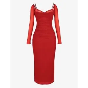 House of CB | Dresses | House Of Cb Red Long Sleeve Maxi Dress | Poshmark